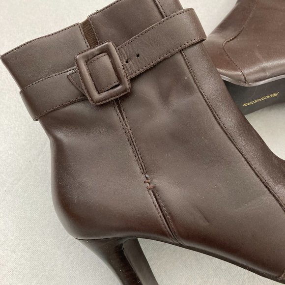 Franco Fortini "Leigh" Brown Leather Heeled Ankle Boots - Picture 4 of 14